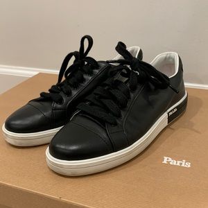 Prada black leather court sneakers size 36.5